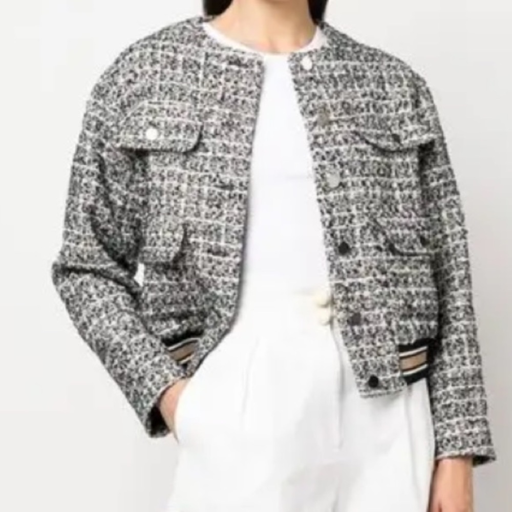 New-HUGO BOSS 
Bouclé Long-Sleeve Bomber Jacket